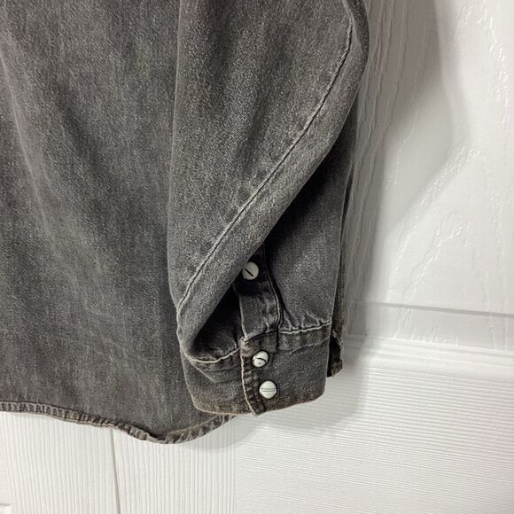 Authentic Wrangler Pearl Snap Shirt Long Sleeve Gray S - Picture 7 of 11